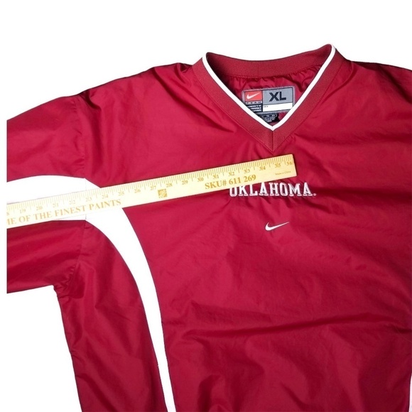Nike Vintage -Center Check -Oklahoma University OU Crimson Red NCAA Windbreaker - Picture 10 of 11